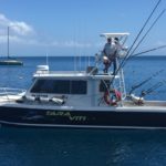 Our friend of 40 years, Richard, looking right at home aboard his fishing boat Tara Viti. We are so fortunate to be able to catch up with old and dear friends during our journey. Tahaa, French Polynesia. September 2016. Photo: F. Rehnborg