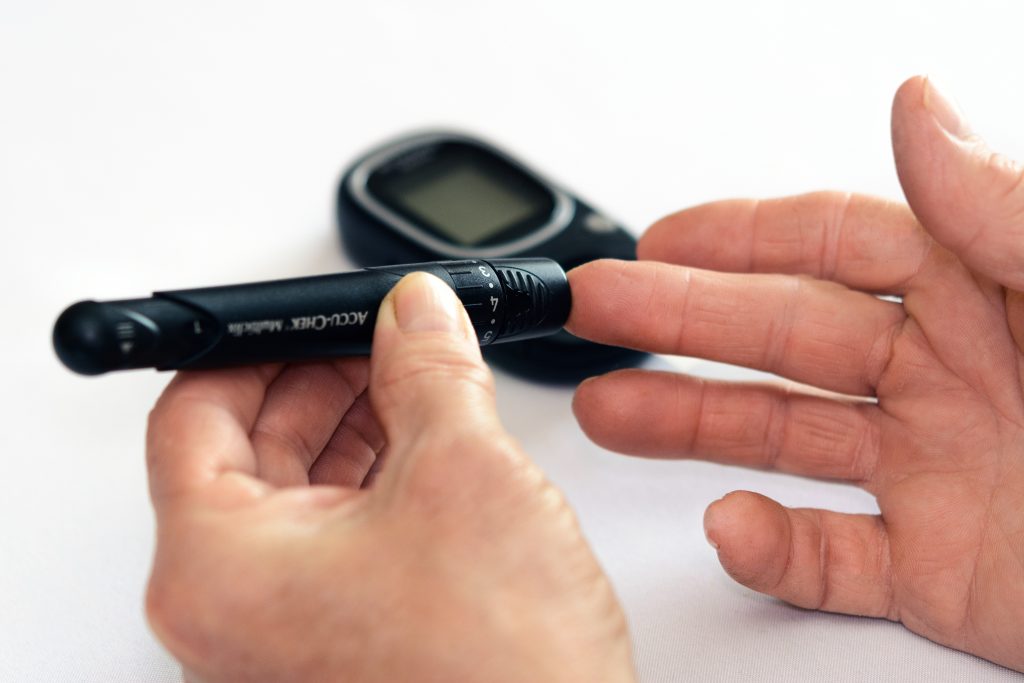 Using a lancet, an individual pricks a fingertip to obtain a drop of blood for testing. Only a few nutrients can be assessed using this method. 