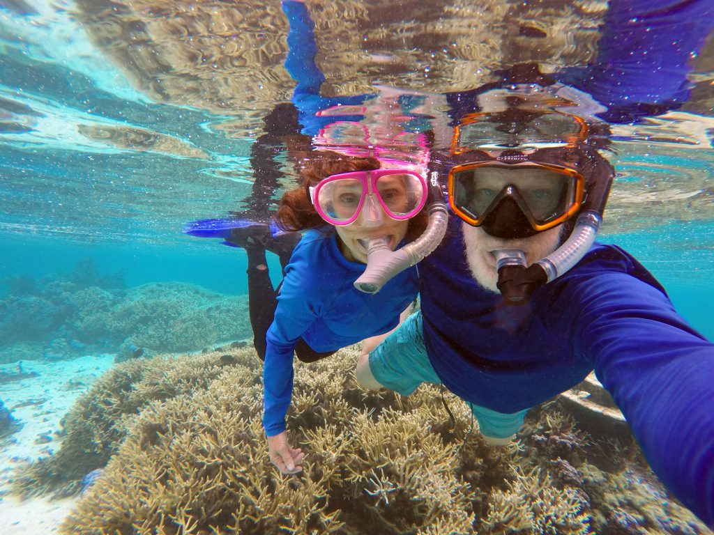 Taking an underwater selfie above newly restored coral. Ken and Denise Nedimyer are making a big difference in this world. Source: Ken Nedimyer