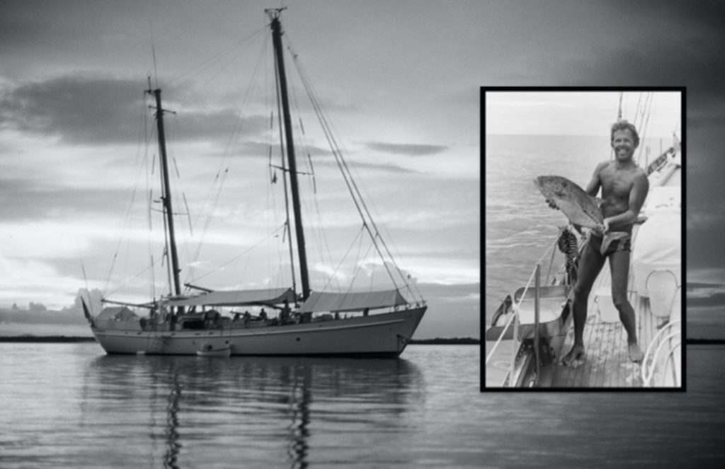 My trusty Firebird. This ketch took me to over 36 countries on a sailing sabbatical that changed the course of my life and perspectives. You can also see my handsome self with an even more handsome fish!